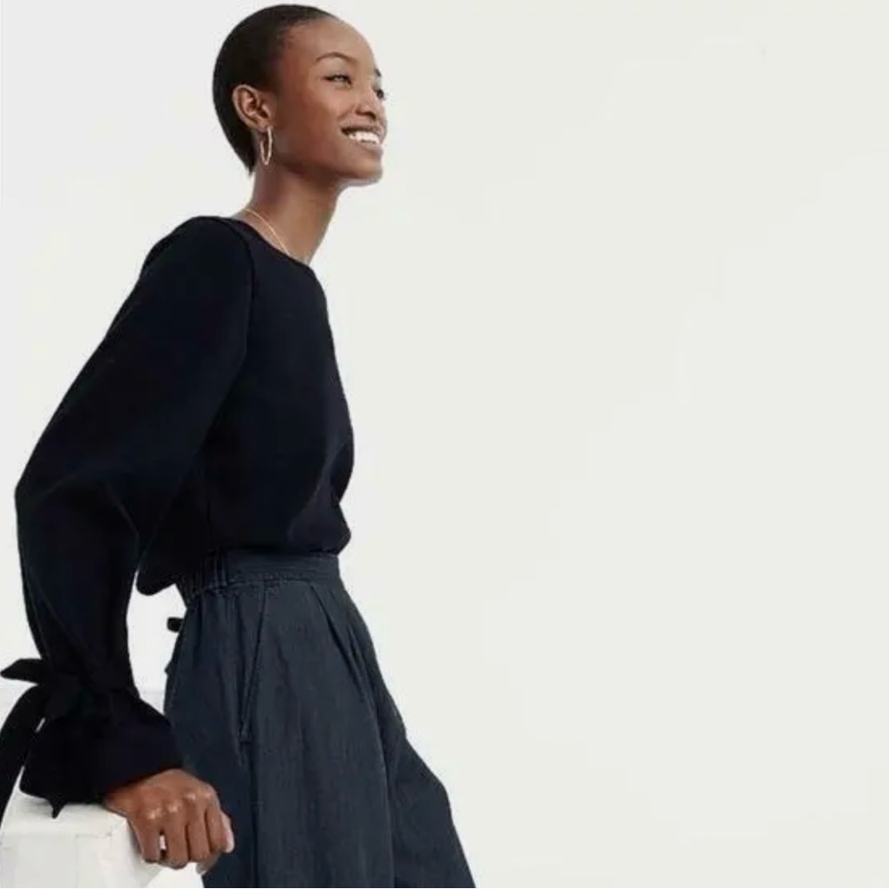 J. Crew Tie Sleeve Sweatshirt (Black)